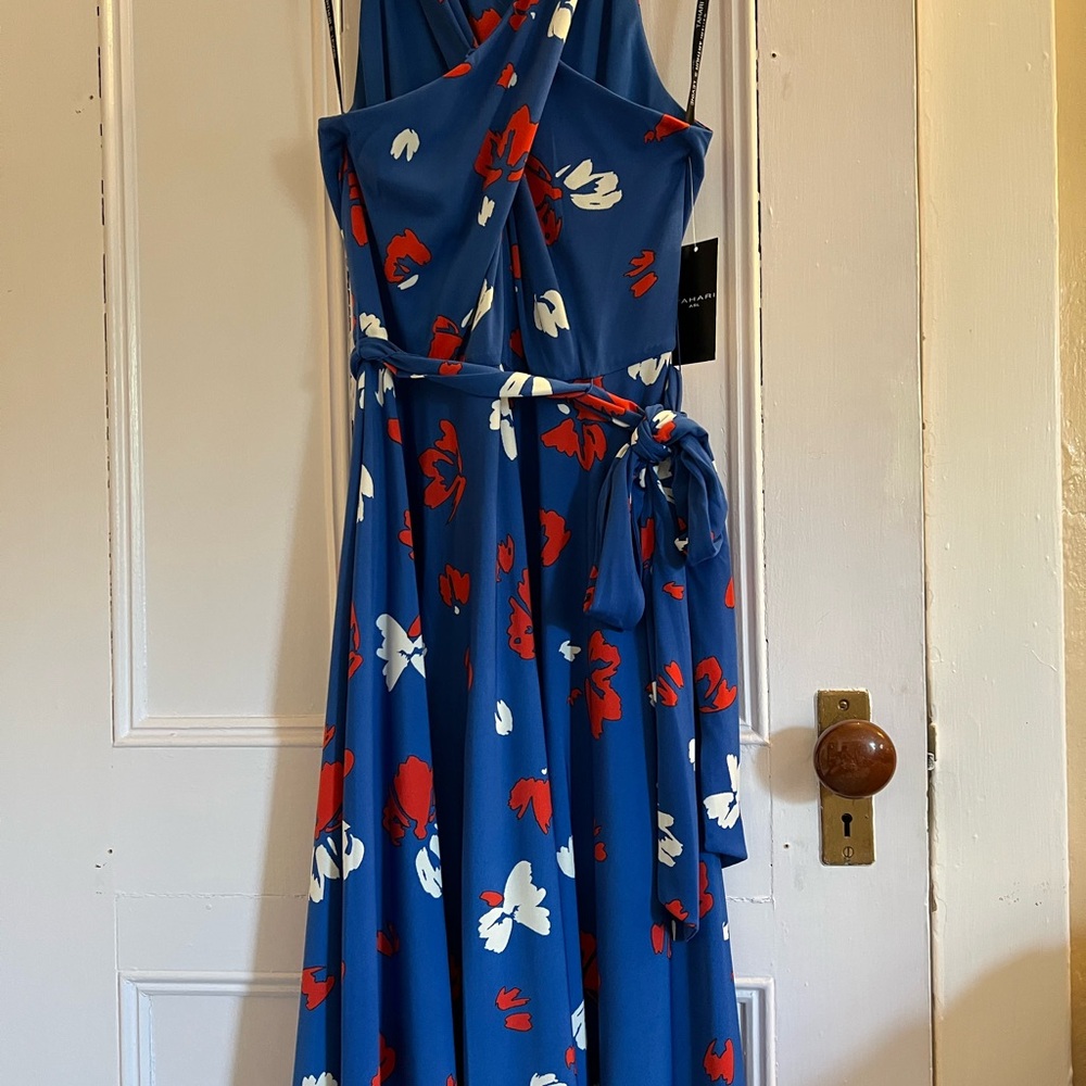 Tahari Blue Sleeveless Halter Sundress